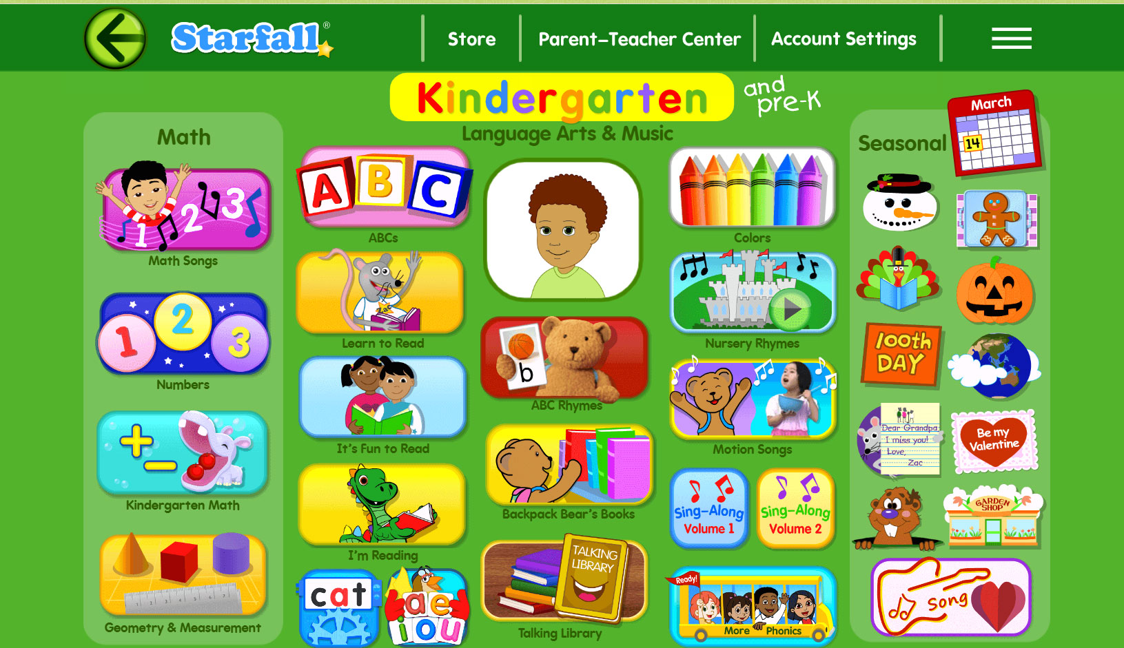 Starfall games that are like for kids