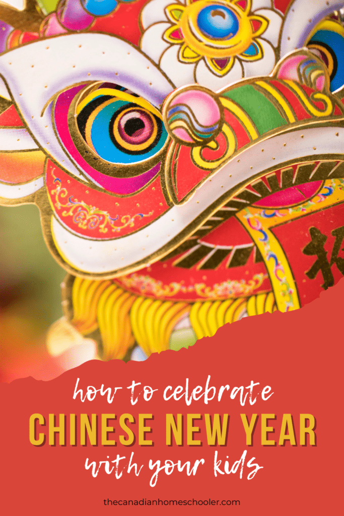 Image of an Asian dragon face with text reading "How to Celebrate Chinese New Year With Your Kids" beneath