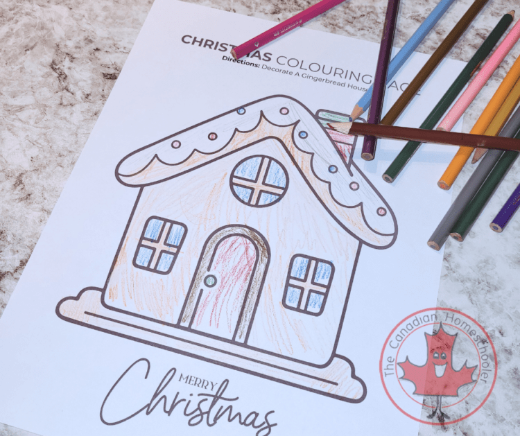 Completed Gingerbread House Colouring Page