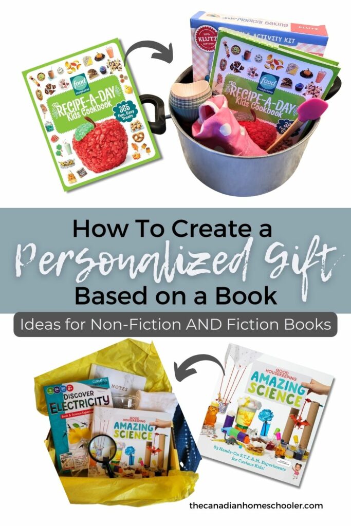 Images of a gift basket ideas you can make from books