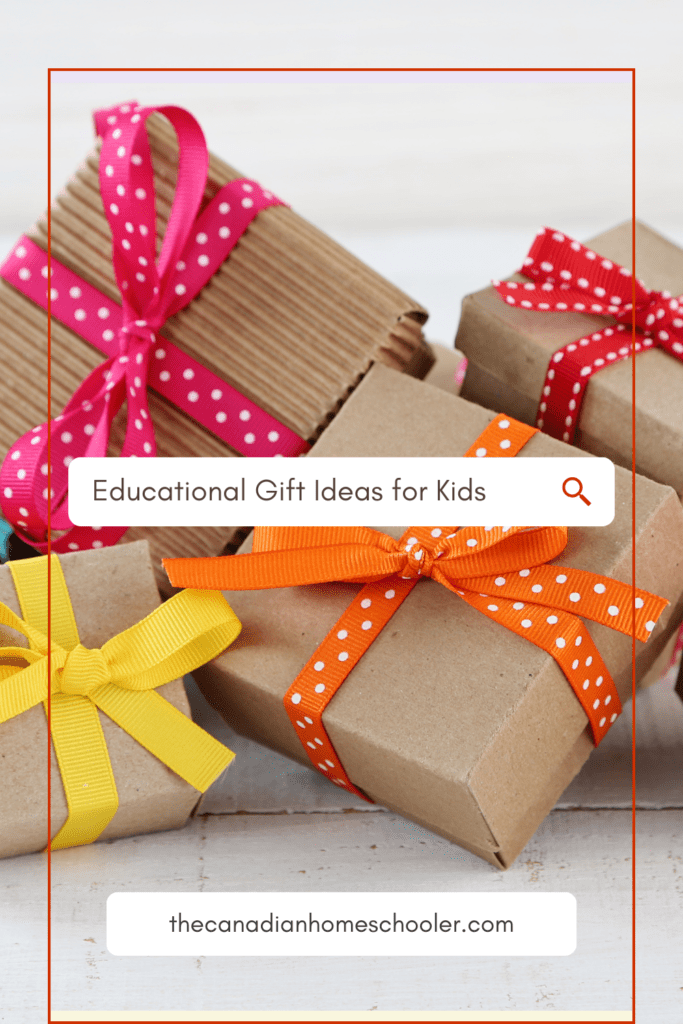 Picture of Gifts with a search box overlay reading "Educational Gift Ideas for Kids."