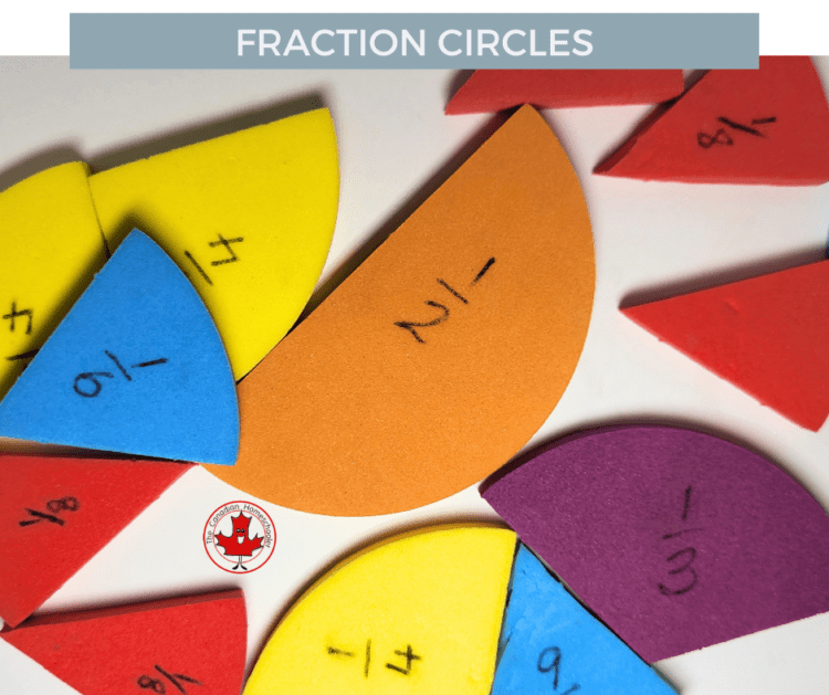 Pieces of fraction circles