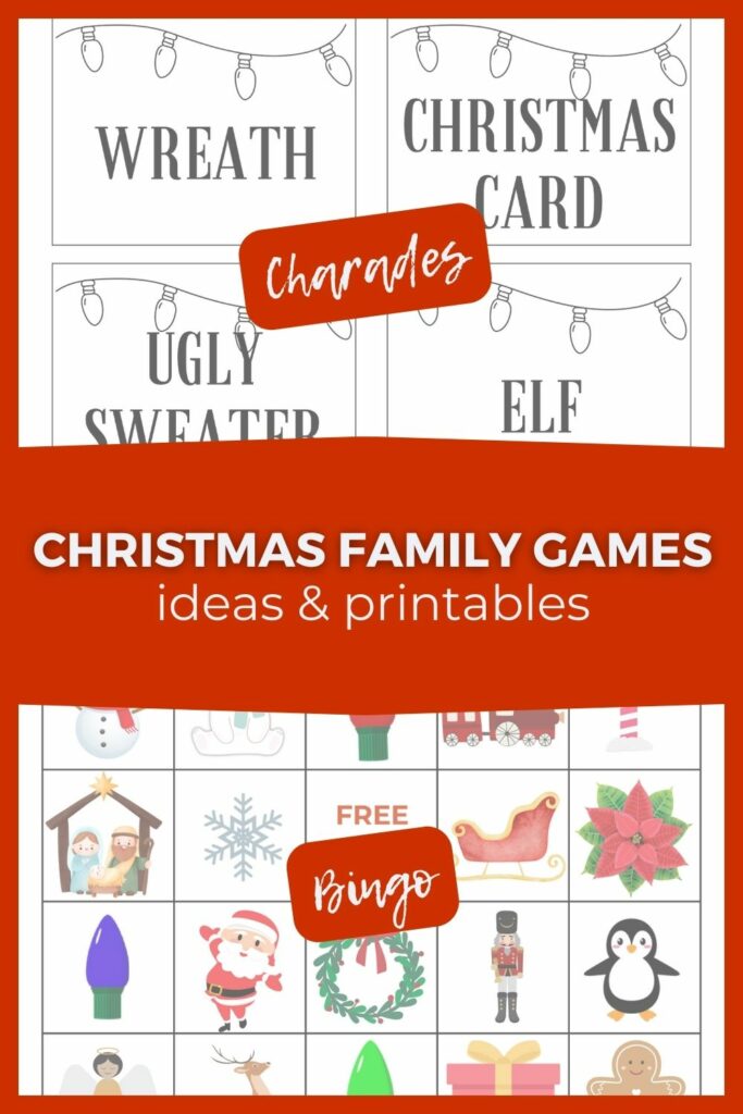 Images of Christmas Charades and Christmas Bingo printables