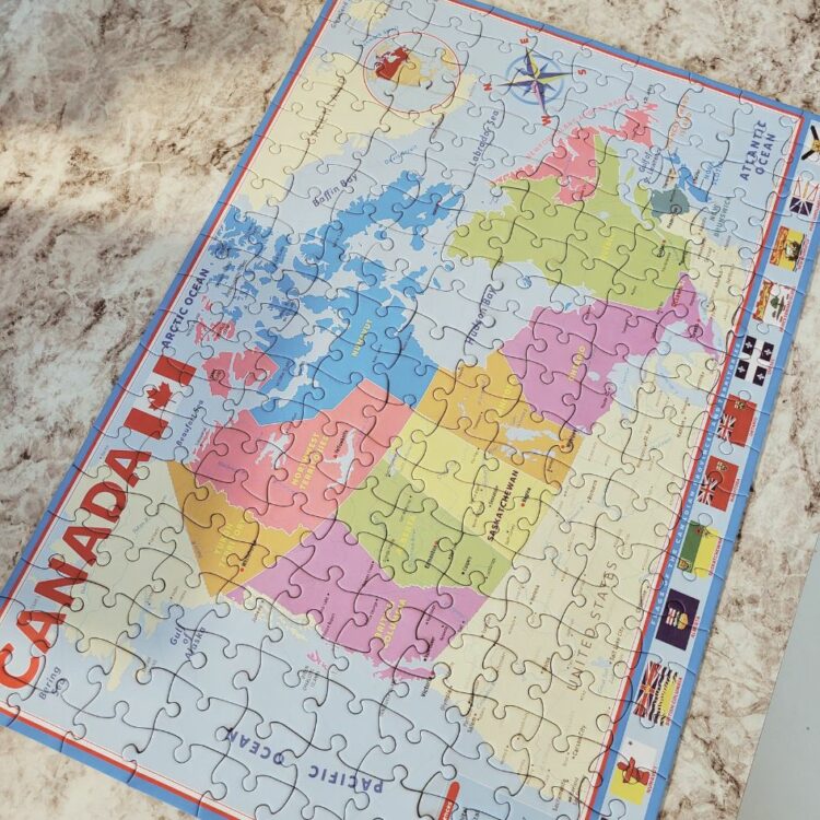 A completed map of Canada puzzle